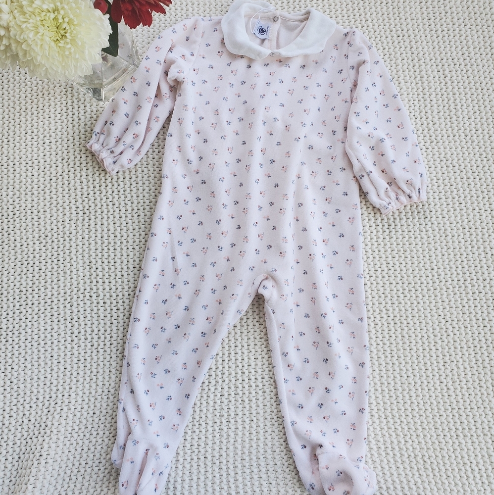 Petit Bateau Velour Footie 18 months